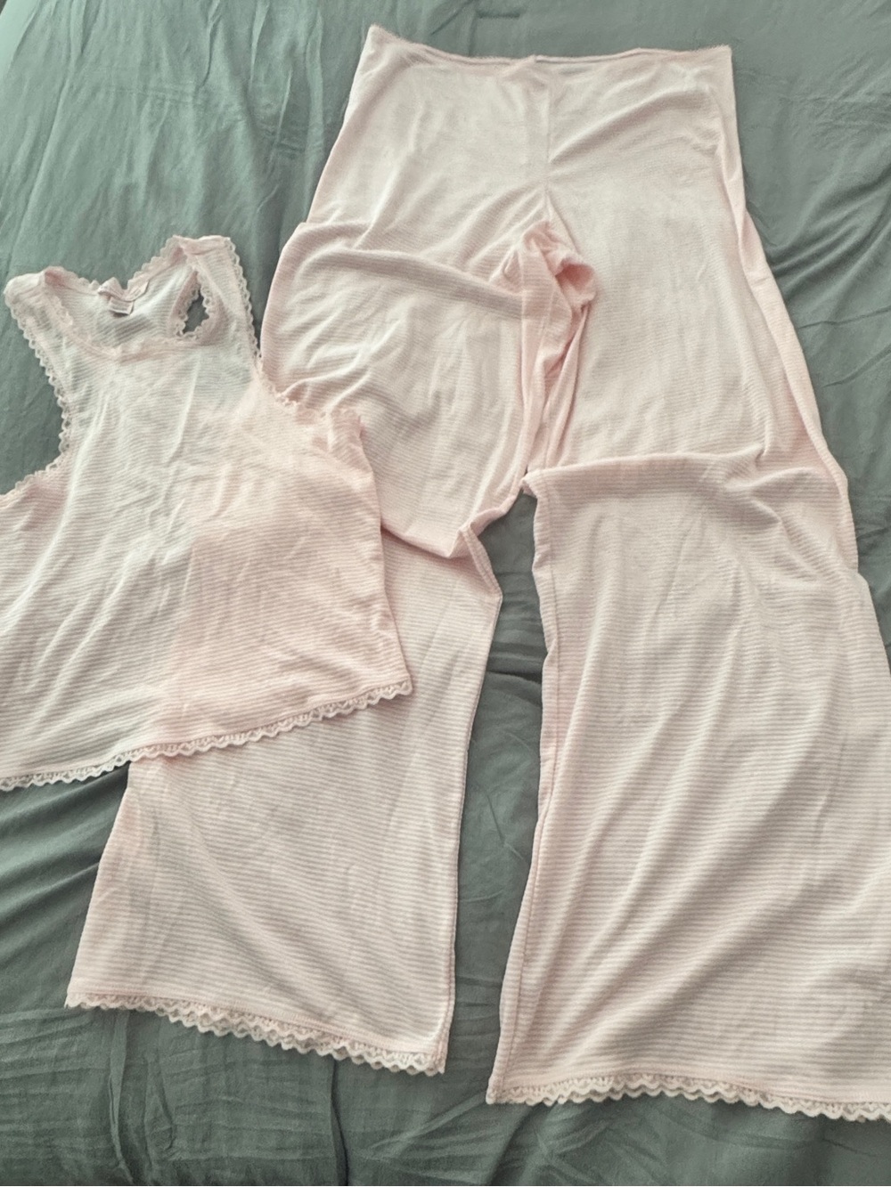 Victoria's Secret Light Pink Ribbed Tank & Wide-Leg Lounge Set - Picture 2 of 9